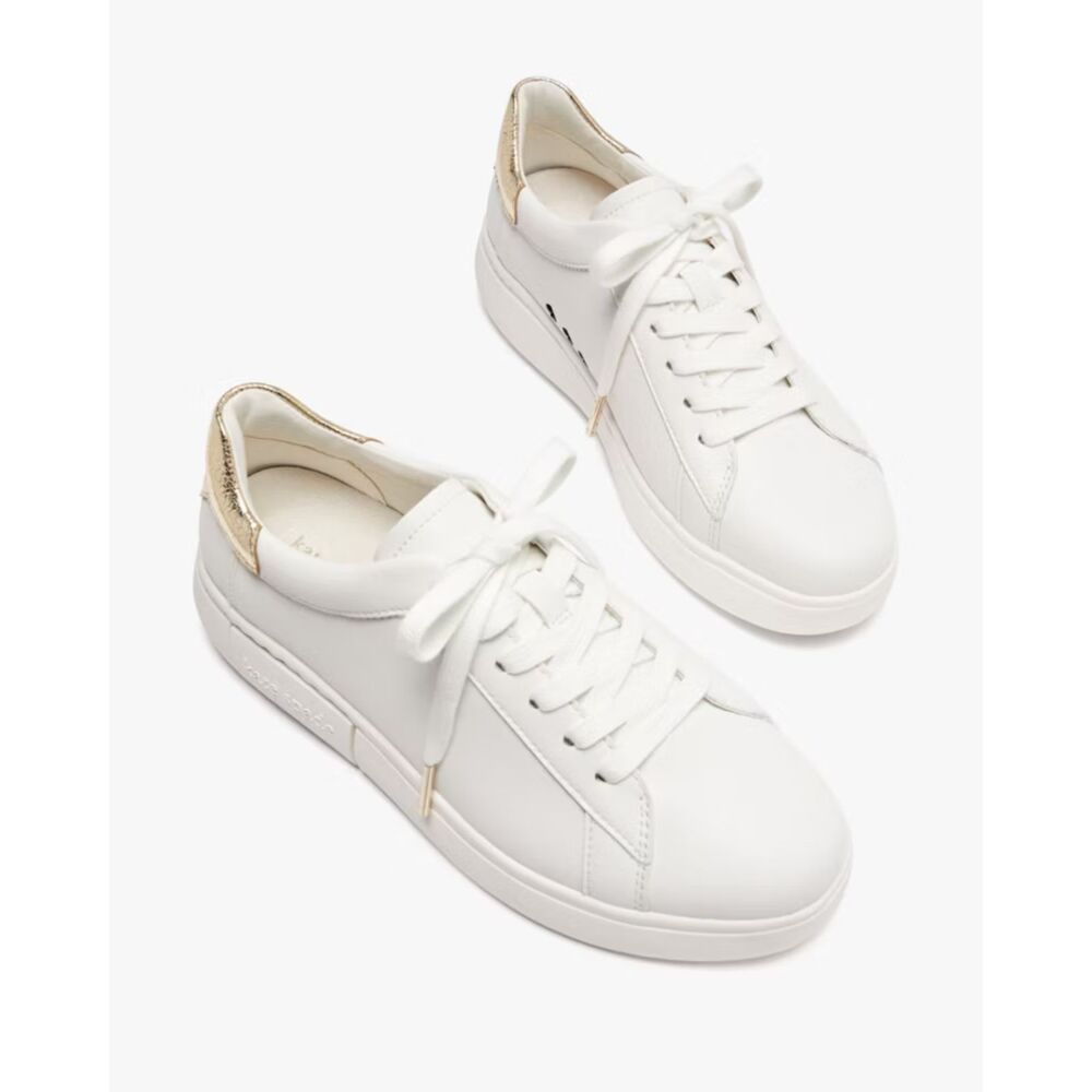 Kate Spade White Gold Lift Sneakers Shoes Women's Size 9B New